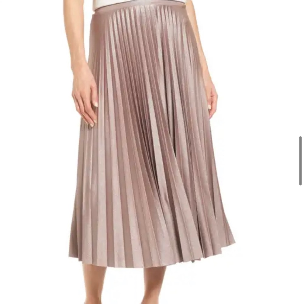 HALOGEN Metallic Pleat Midi Skirt